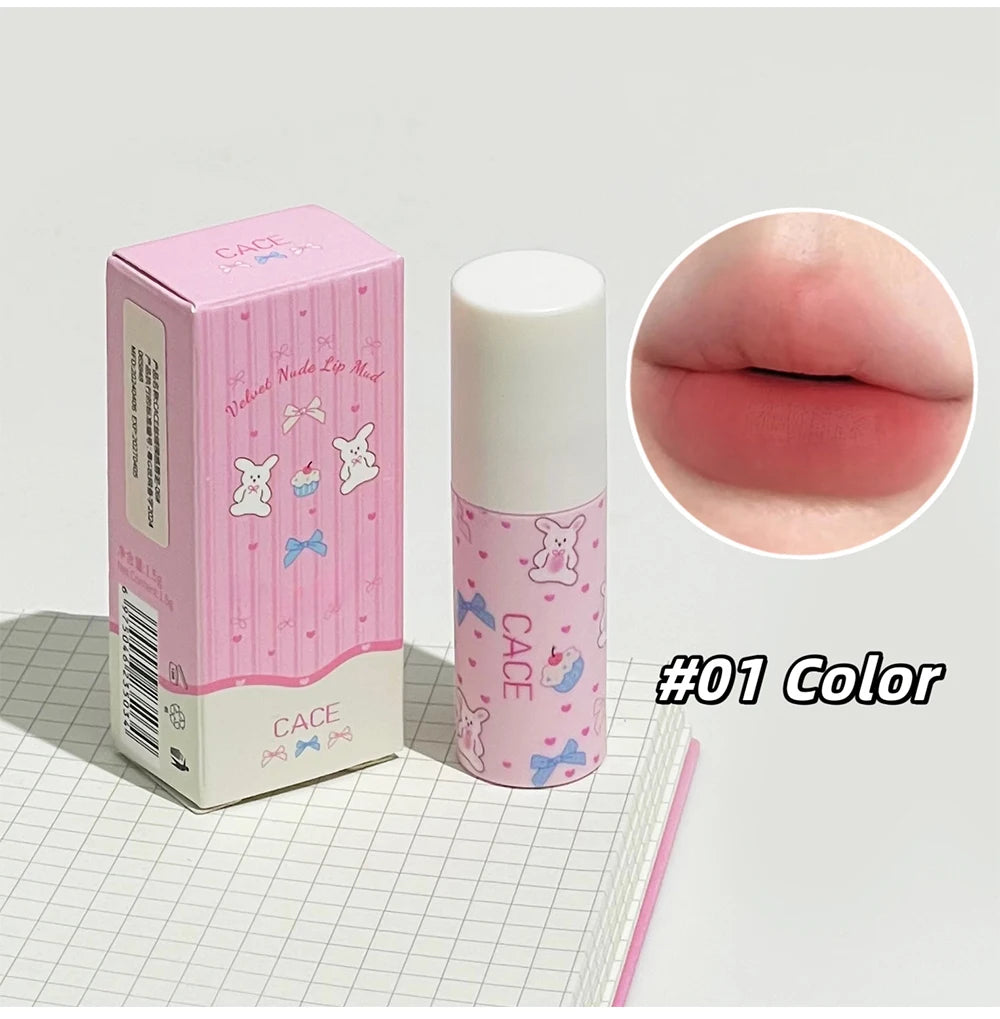 Little Bunny Lip Mud Velvet Nude Matte Texture Silky Lipstick Makeup Qme NO.C78-1