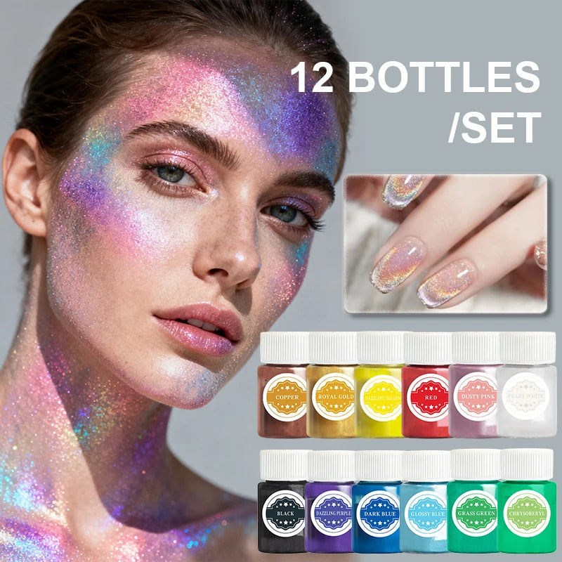 12 Colors Shimmer Mica Powder Metallic Earth Tones Vibrant Qme