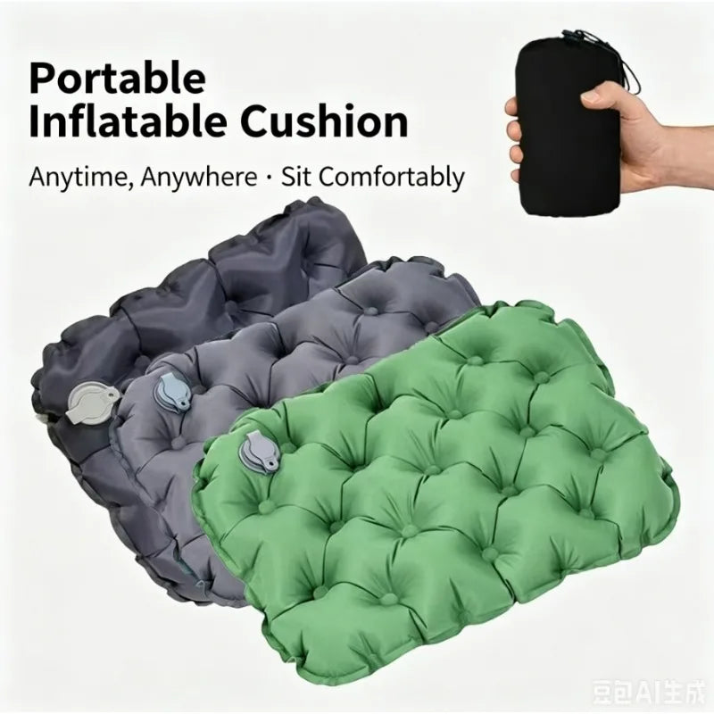 Portable Inflatable Seat Cushion Lightweight Travel Air Sitting Pad Moisture and Water Resistant Camping Chair Mat for Outdoor Qme