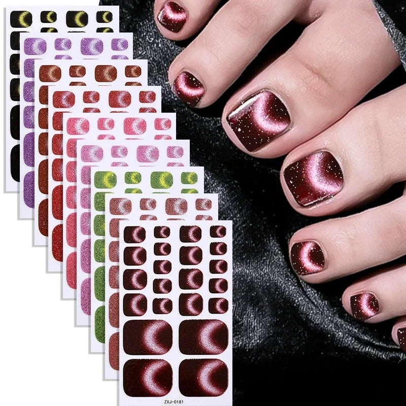 Cat Eye Style Nail Art Stickers Self adhesive Stickers For Toe Nails Full Cover Toenail Polish Stickers DIY Foot Decals Qme