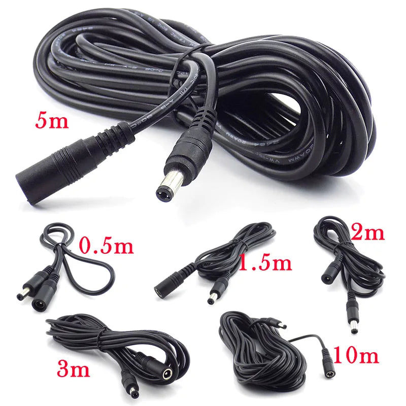 10pcs Female to Male Plug CCTV DC Power Cable Extension Cord Adapter 12V Power Cords 5.5mmx2.1mm For Camera Power Extension Cord Qme 1.5m-10pcs