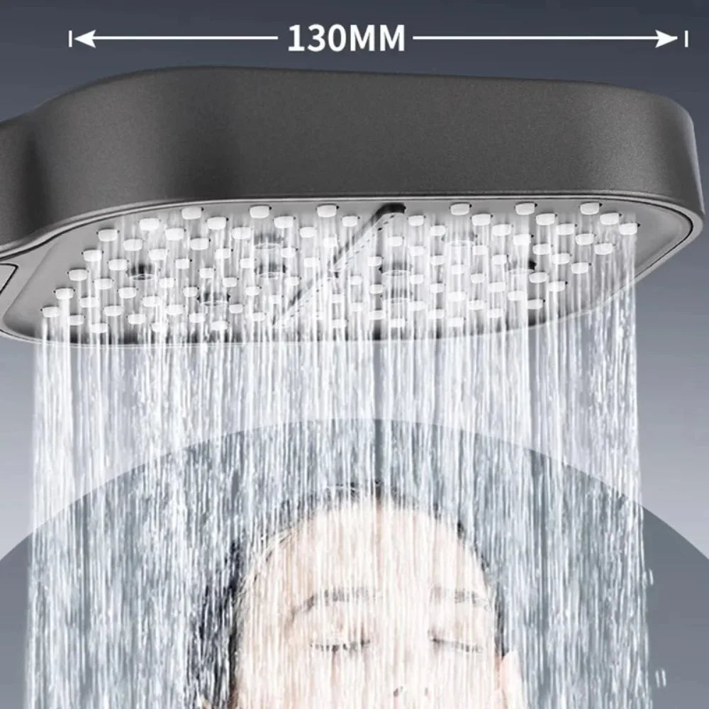 7 Modes Large Shower Head Adjustable High-pressure Water-saving Shower Head One Key Stop Mixer Shower Head Bathroom Accessories Qme