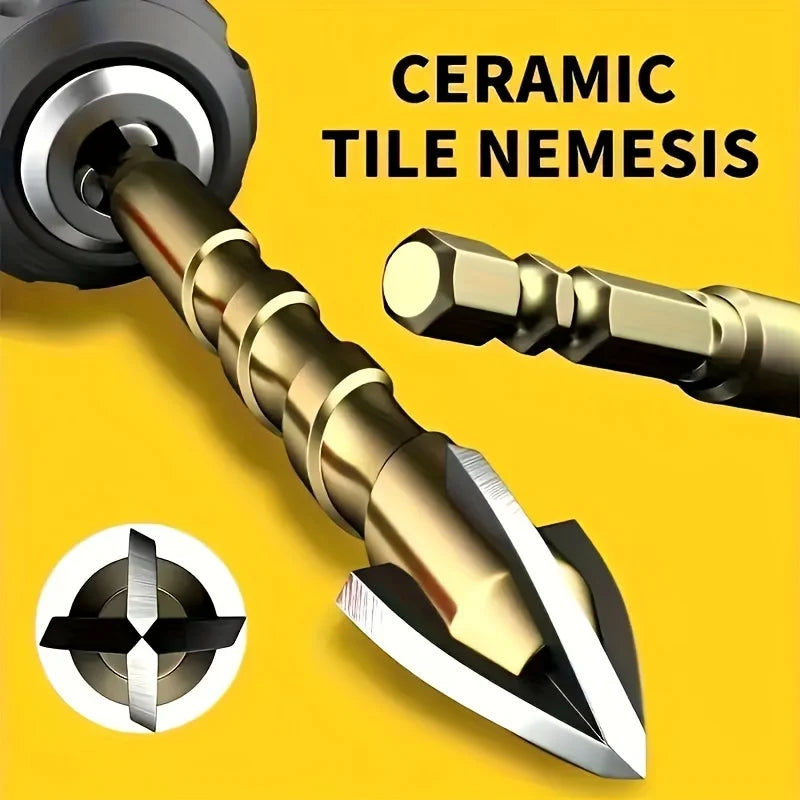 7PCS 3-12mm Cross Hexagon Tile Drill Bits Set For Glass Metal Ceramic Carbide Alloy Cross Tile Drill Bit Set Drilling Tools Qme