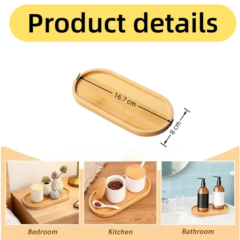 Durable Bamboo Tray Simple Style Wood Saucer for Home Decor Plant Pot Base Coffee Tea Cup Mat Kitchen Accessories Gift Idea Qme Oval