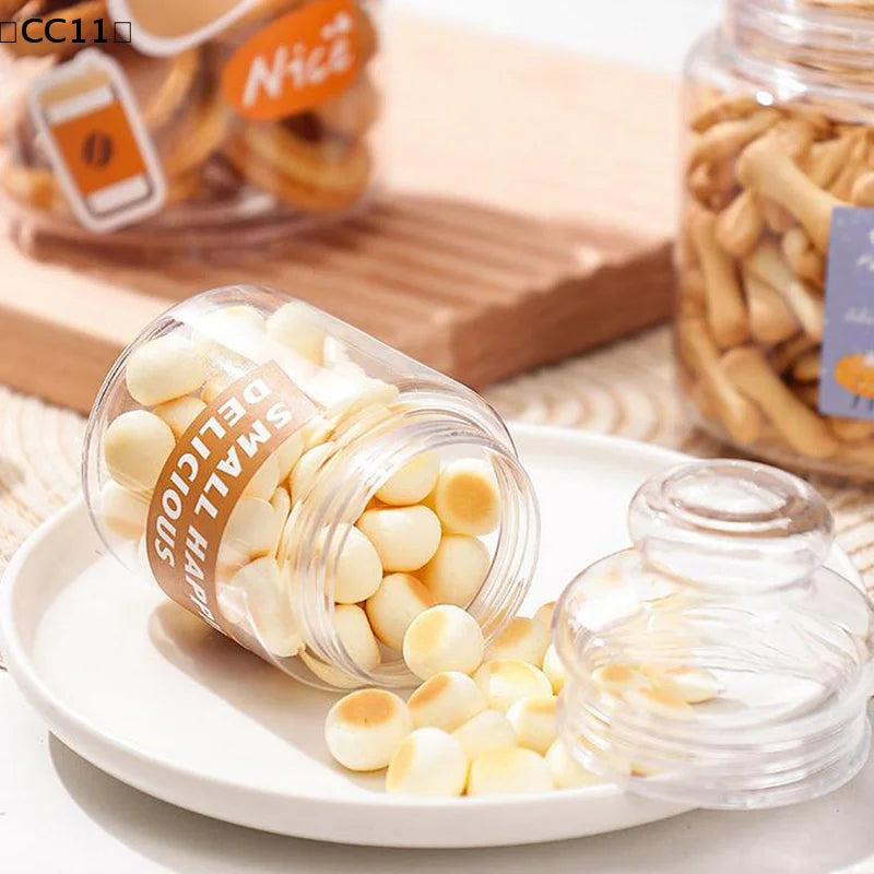 Plastic Transparent Candy Jars Cookie Food Storage Container Reusable Qme