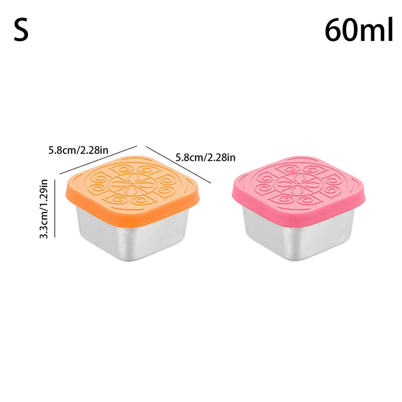 1 Stainless Steel Salad Box Snack Seasoning Container Silicone Lids Qme S Multicolor