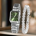 2026 Simple and versatile square women's watch, Instagram-style steel band fashion quartz watch, trendy ladies' wristwatch Qme As shown H