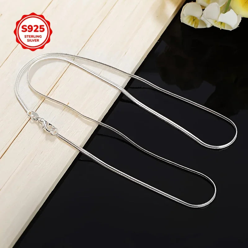 New Original 925 Sterling Silver classic Flat Snake 2MM Chain Necklace for Women men Fashion Jewelry Wedding Gifts Qme