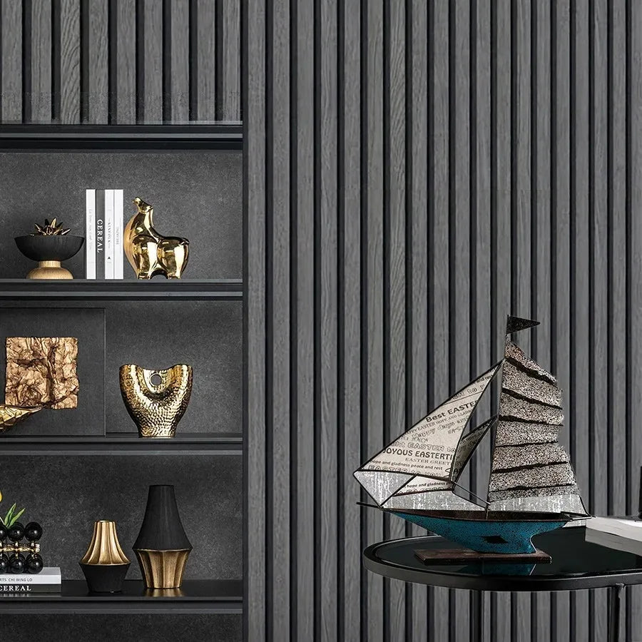 45cm Wall Decoration Stickers Wood Stripes Waterproof Self Adhesive PVC Wall Stickers for Background Wall Desk and Cabinets Qme