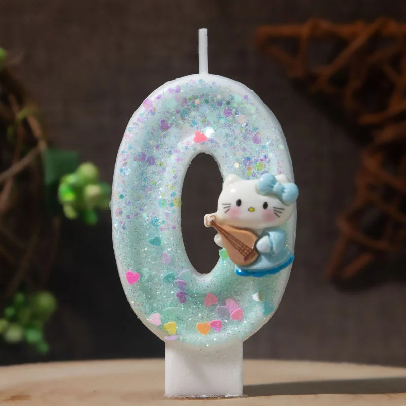 Hello Kitty Number Birthday Candles 0-9 Cartoon Cake Topper Decor Qme