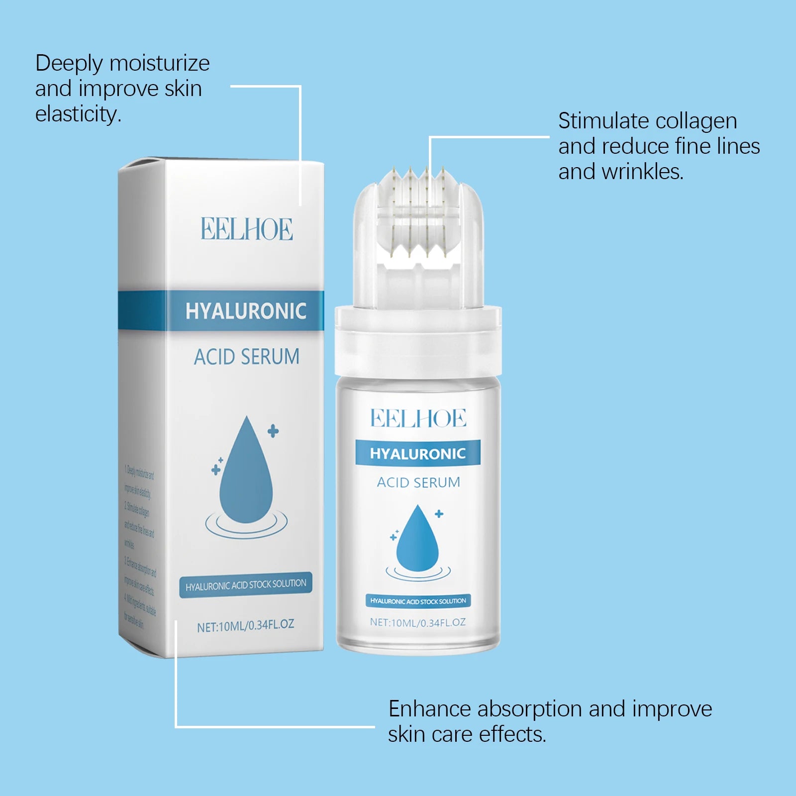 Hyaluronic Acid Serum Micro Roller 0.25mm Micro Needle Essence Hydrating Brightening Smooth Pore Refining Beauty Facial Skin Car Qme