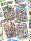 Art Scene Sticker Set, Miniature DIY Decor Stickers, Stress Relief & Healing, High Aesthetic Value for Collection & Gifting Qme 4 pcs