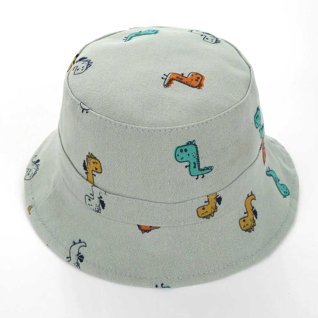 Cartoon Giraffe Print Baby Bucket Hat Children Casual Panama Cap Kids Foldable Camping Fishing Outdoor Sun Hats Fisherman Caps Qme 48cm fit 0-4Y green