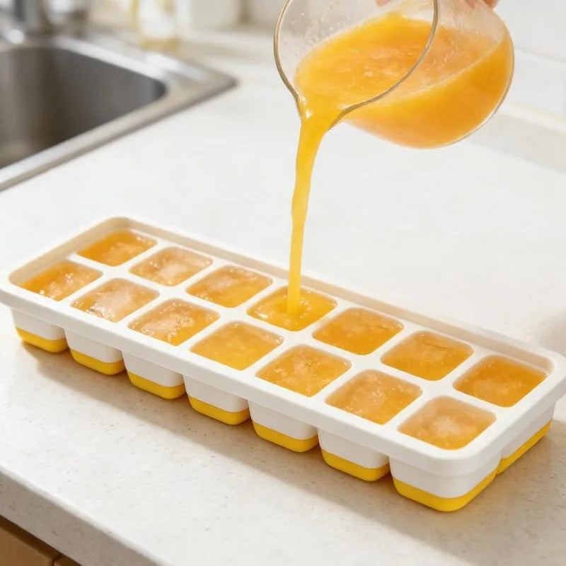 14 Grid Square Silicone Ice Cube Mold with Lid Household Homemade Frozen Ice Tool Cocktail Frozen Ice Mold Qme
