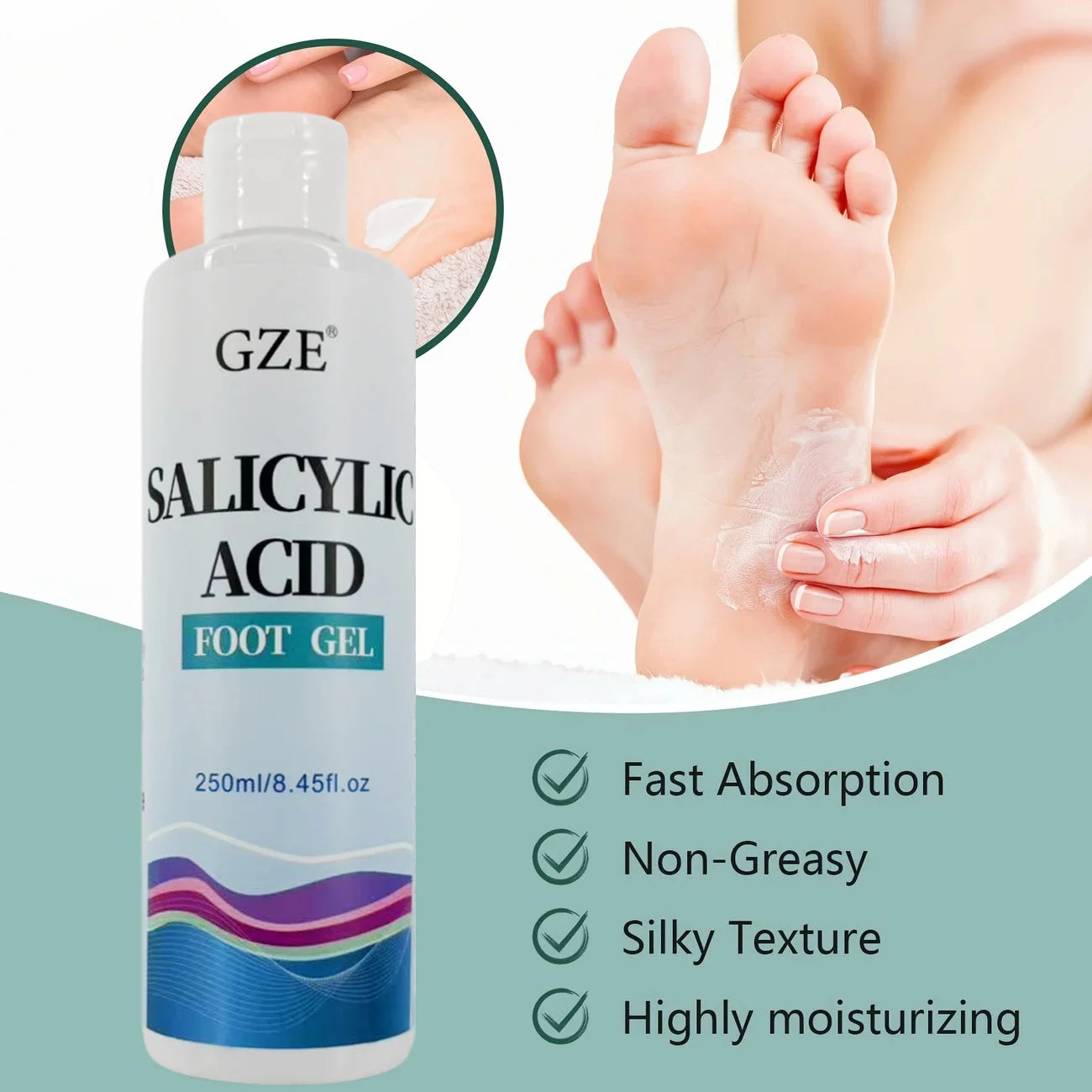 GZE Salicylic Acid Foot Care Gel Rich in Salicylic Acid Foot Care For Men and Women Soften Callus Qme