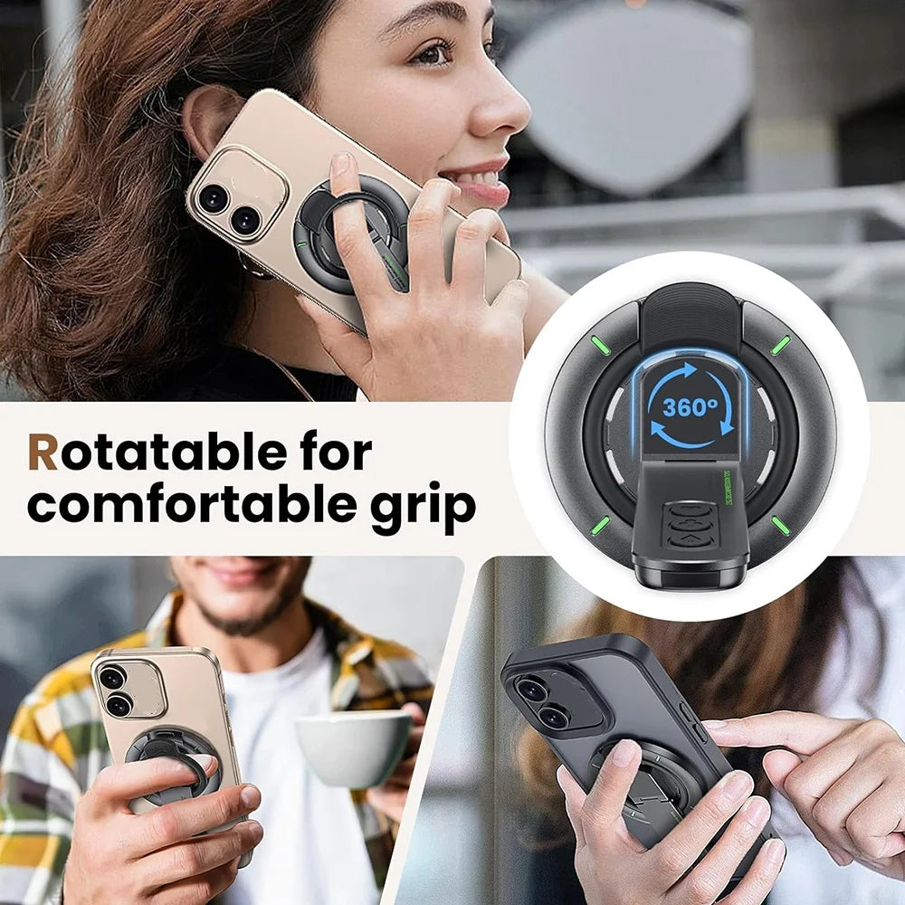 Dual-Sided Magnetic Portable Multi-Function Phone Ring Holder 360° Rotating Desktop Stand Compatible with Multiple Phone Models Qme