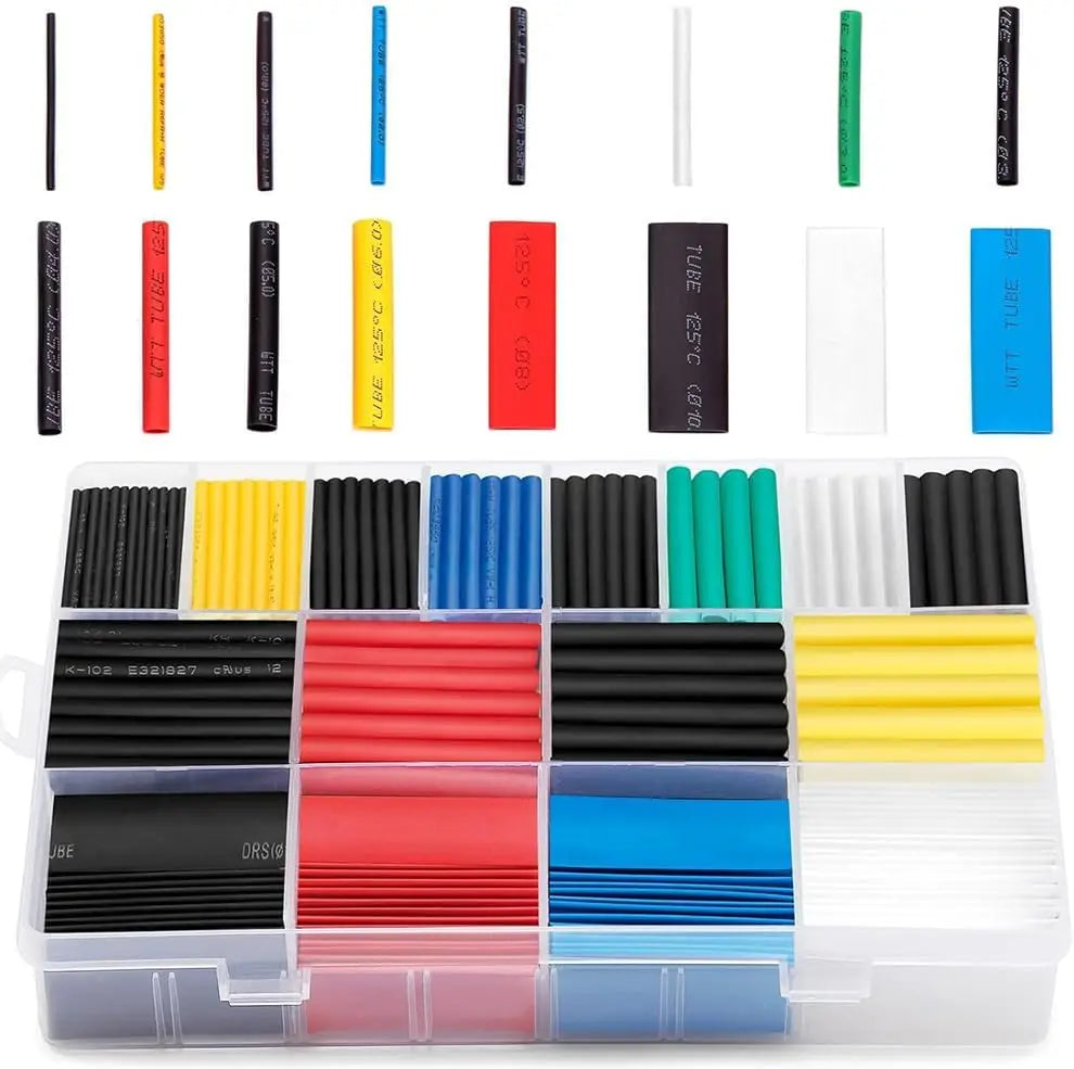 580 pcs 2:1 Heat Shrink Tubing Kit 6 Colors 11 Sizes Assorted Sleeving Tube Wrap Cable Wire Kit Qme Default Title