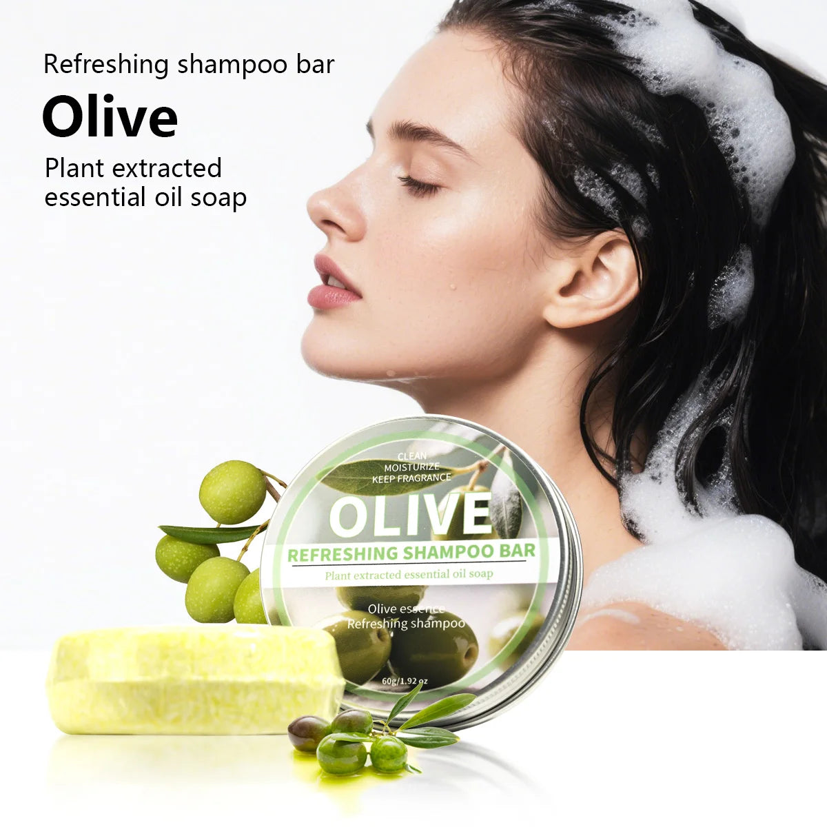 Olive Shampoo Bar Extract Essence Black Soft Deep Cleaning Hand Soap Qme