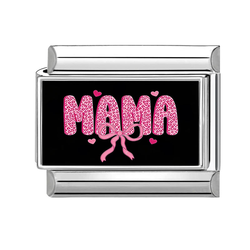 Love Mom Series Cute Child Star Flower Italian Charm Links Fit 2cm Stainless Steel Bracelet DIY Jewelry Making Birthday Gifts Qme Style 17