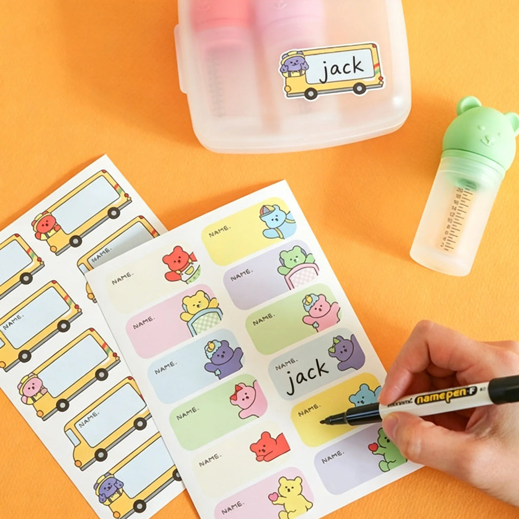 Cartoon Name Labels, Adhesive Name Stickers for Kids. Suitable for kindergarten supplies, water cups and books.Cartoon Name Labe Qme
