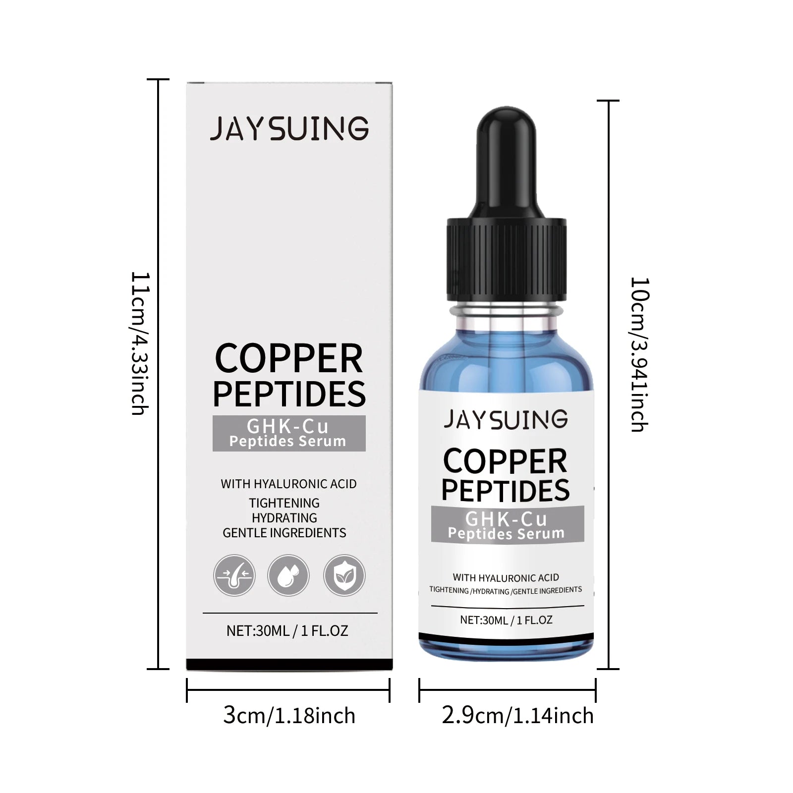 Copper Peptide Serum Hydrating Instant Tightening Skin Improve Fine Lines Daily Use Sooth Hyaluronic Acid Face Serum Skincare Qme