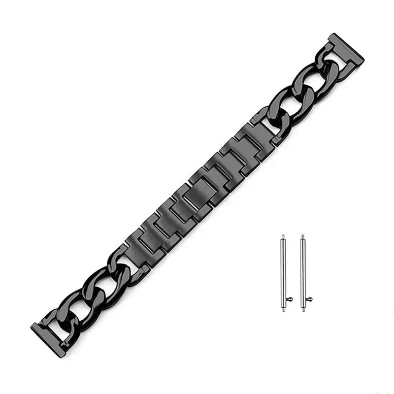 20mm Metal Chain Bracelet For Samsung Galaxy Watch 4 5 6 3 40mm 44mm Classic 42mm 46mm 43/47mm For Huawei GT3 GT4 Amazfit GTS Qme Black 22mm