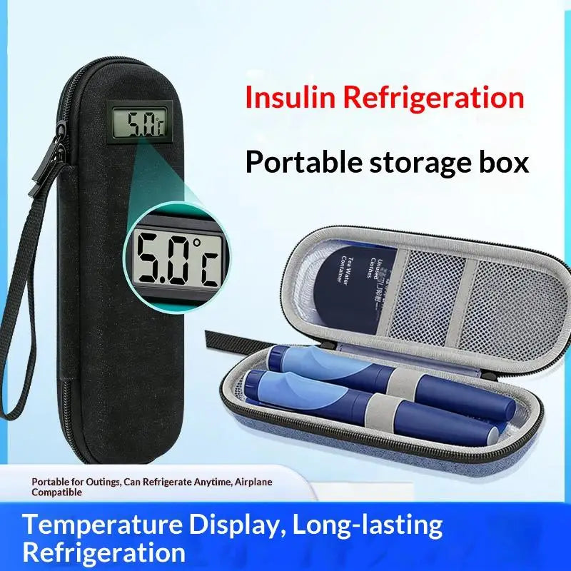 Insulin Cooler Travel Case Waterproof Cooling Bag Thermometer Display Qme