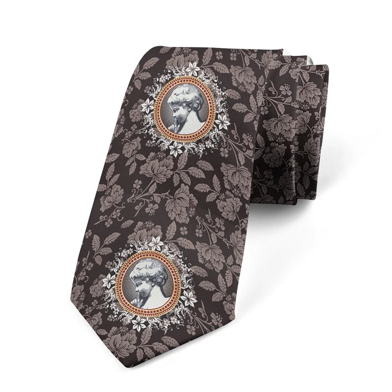 Men's Slim Fit 3D Printed Tie Flower Skull Harajuku Business Formal Qme style8