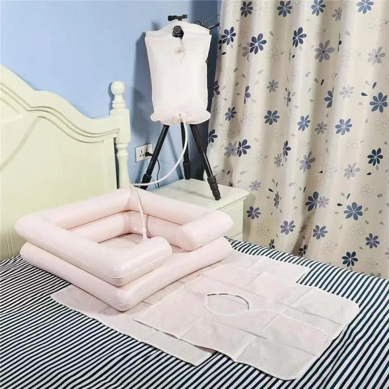 PVC inflatable shampoo basin bed care inflatable shampoo tank for the elderly convenient and comfortable shampoo basin Qme Set of 4
