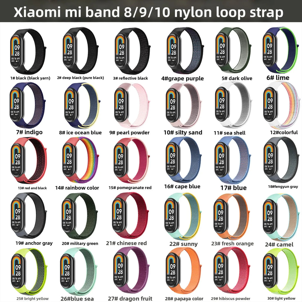 A Durable Nylon Loop Watch Strap with Freely Adjustable Velcro for Xiaomi Mi Band Fashionable Replacement Wrist Band Accessory Qme