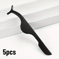 5pcs Lipstick applicator, artificial eyelash adhesive forceps, eyelash curler, eyebrow clip, eyebrow comb Qme Black