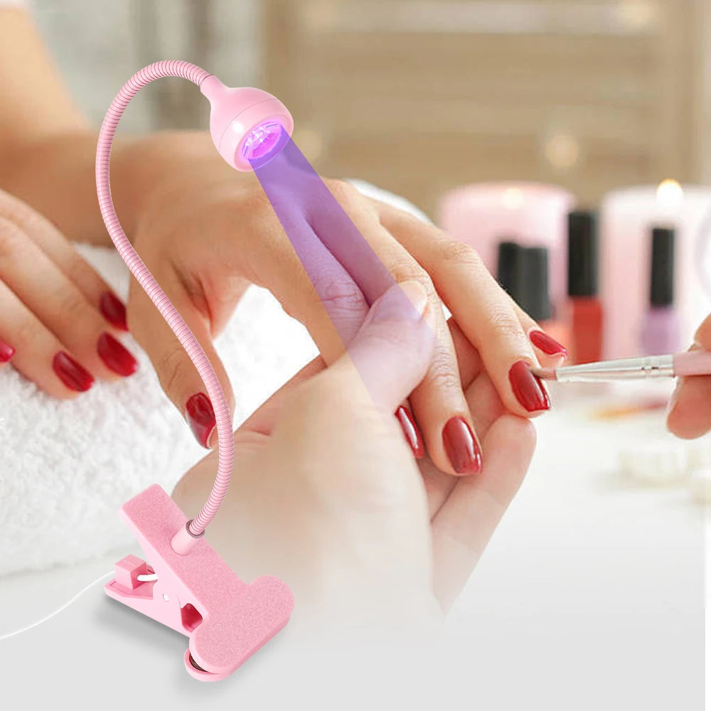 Nail LED UV Lamp Drying Gel Nails Polish Clip-on Flexible Desk Mini Qme