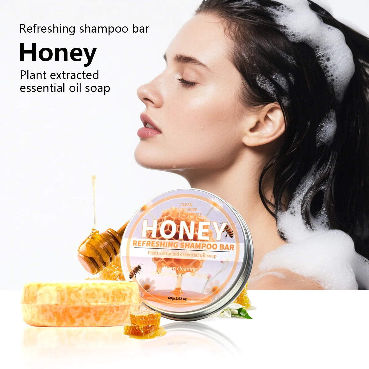 Honey Nourishing Shampoo Bar Natural Extract Essence Deep Qme 60g