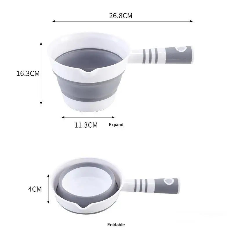 Water Scoop Collapsible Silicone Ladle Antislip Handle Pour Spout Qme A