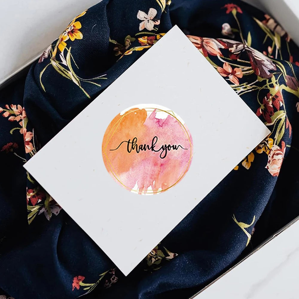 500pcs/Roll Thank You Stickers 2.5cm Cute Pink Gold Labels For Small Business Or Wedding Gift Decor Stationery Packaging Sticker Qme