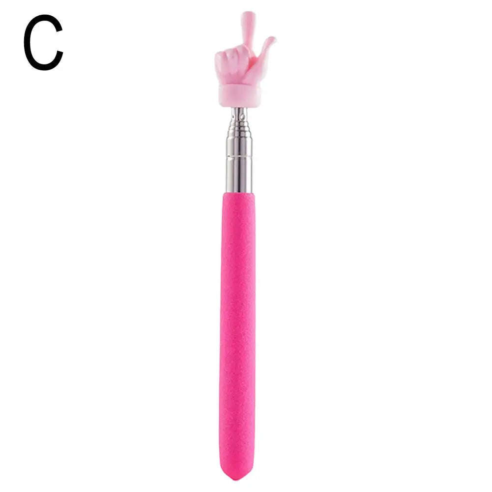 Extendable Pointer Stick Finger Design StainlessSteel Telescopic School Teaching Pointer Stick Teacher Supplies for Classroom Qme Pink