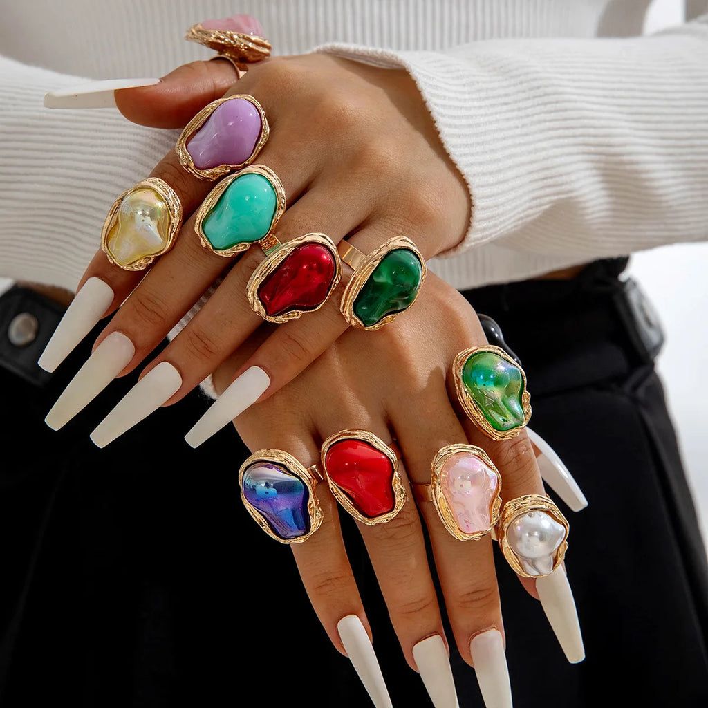 French Retro Shaped Large Pearl Ring Index Finger Fashionable Women's Daily Luxury Party Jewelry Qme