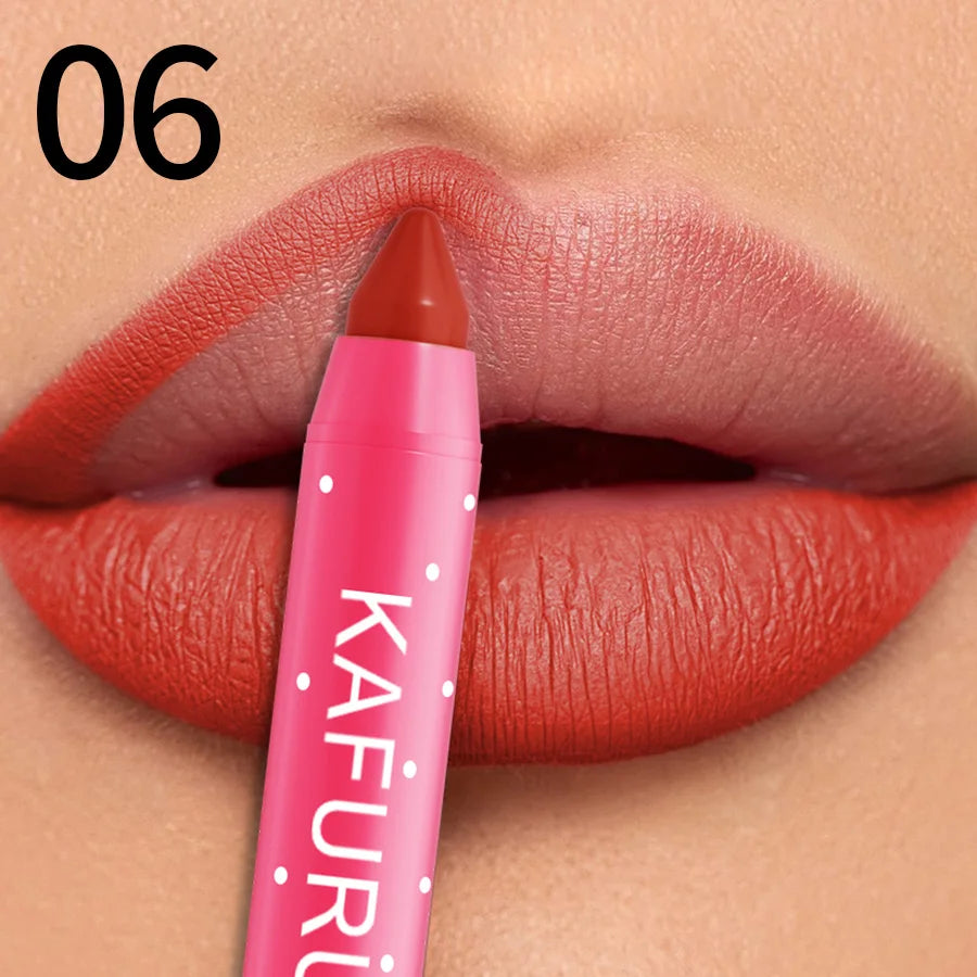 15 Colors Lipstick Pencil Waterproof Sexy Red Matte Contour Tint Qme 06