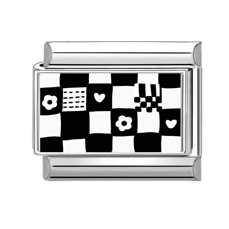 Wholesale Brilliant Rainbow Pretty Girl Black Italian Charm Links Fit 9MM Stainless Steel Bracelet Women Y2K DIY Making Jewelrys Qme Style 26