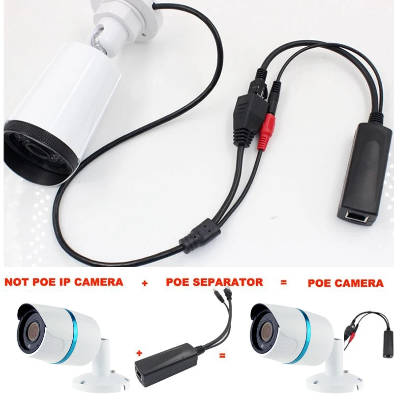 5pcs 48V To 12V PoE Splitter Anti-interference 15W POE Adapter Cable Power Supply Module DC5.5*2.1mm Connector for IP Camera Qme