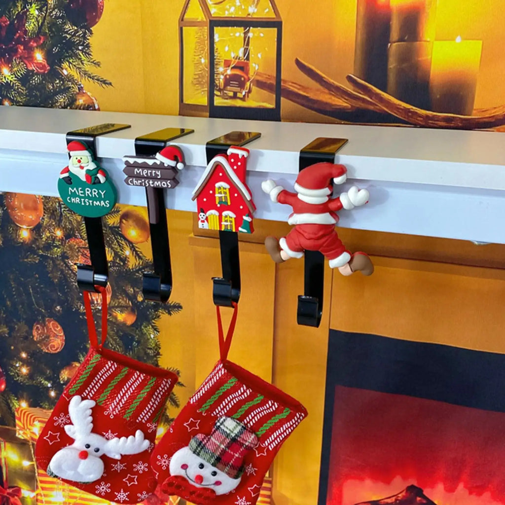 Christmas Stocking Holders Mantle No Drilling Hooks Garland Wreaths Qme