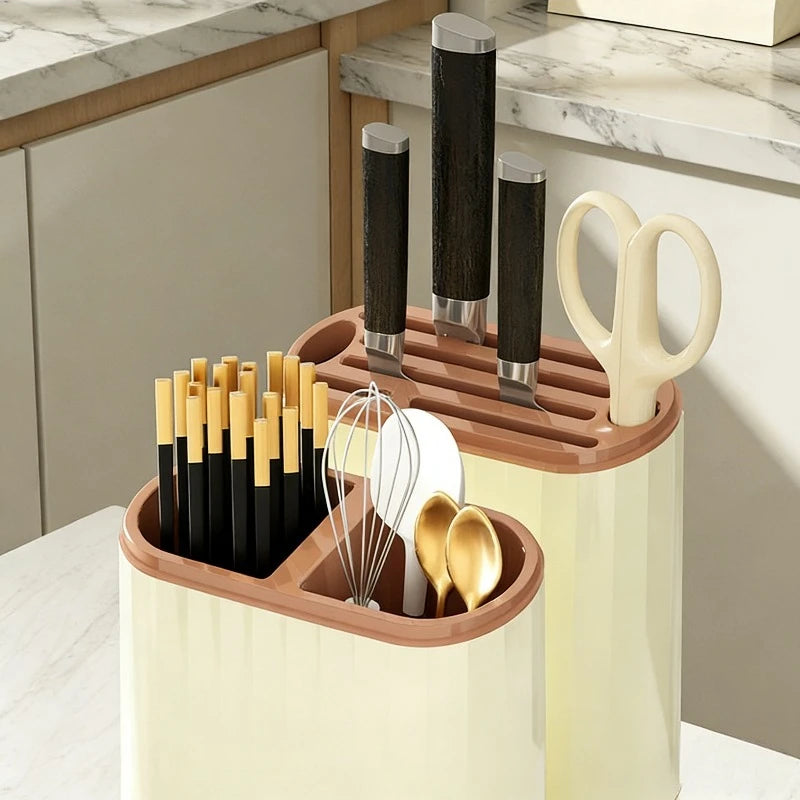 Multi-function Kitchen Knife Holder Cutting Board Storage Drain Rack Qme