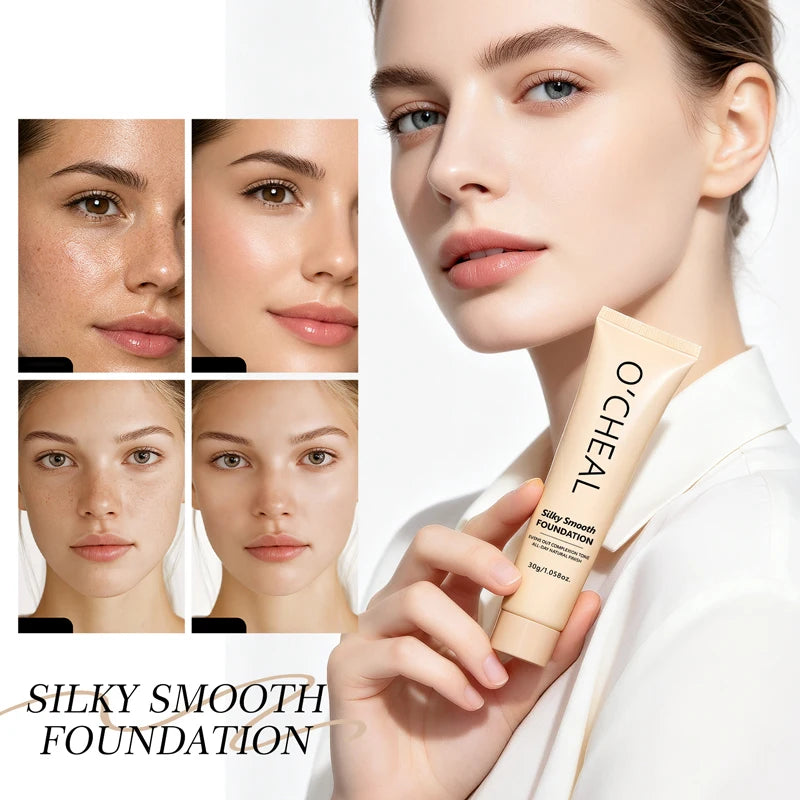 Silky Soft Liquid Foundation Lightweight Waterproof Sweat Resistant Qme