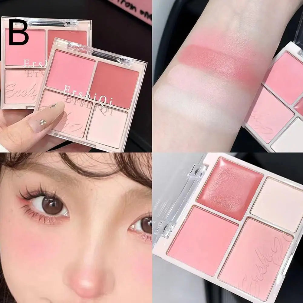 4 Matte Pink Blush Palette Shades Pigmented Shimmering Long Lasting Qme 02
