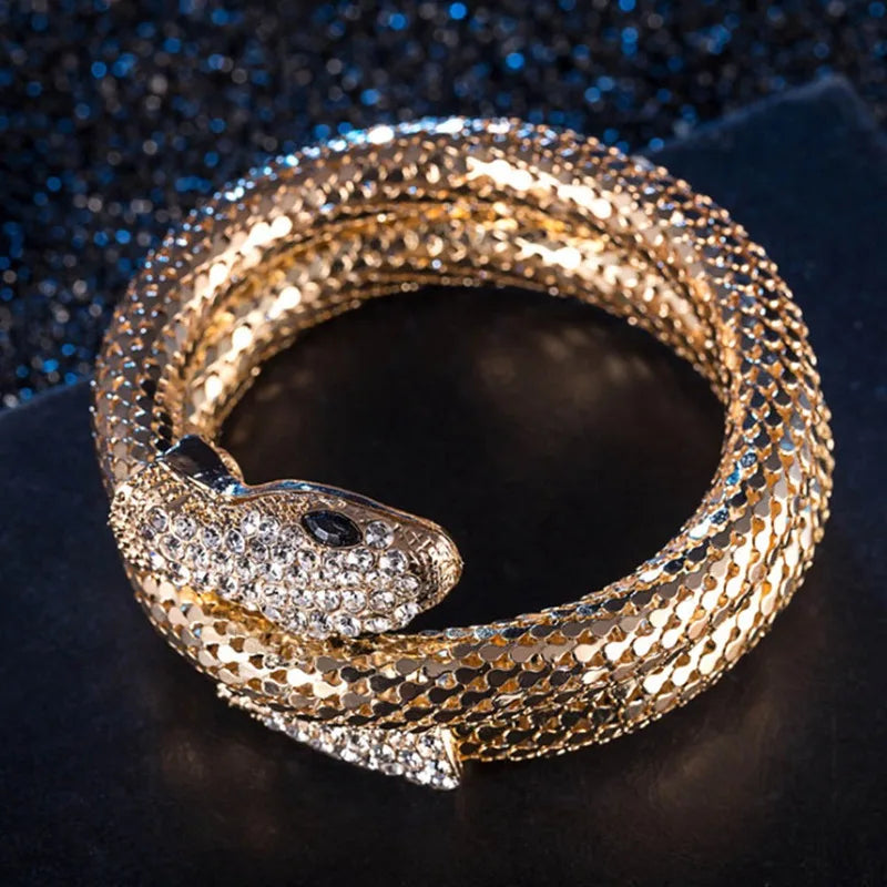 Y2k Creative Punk Snake Bangle Retro Club Snake Spiral Bracelet Upper Arm Cuff Armlet Armband Gothic Bangle Jewelry Gifts Girl Qme