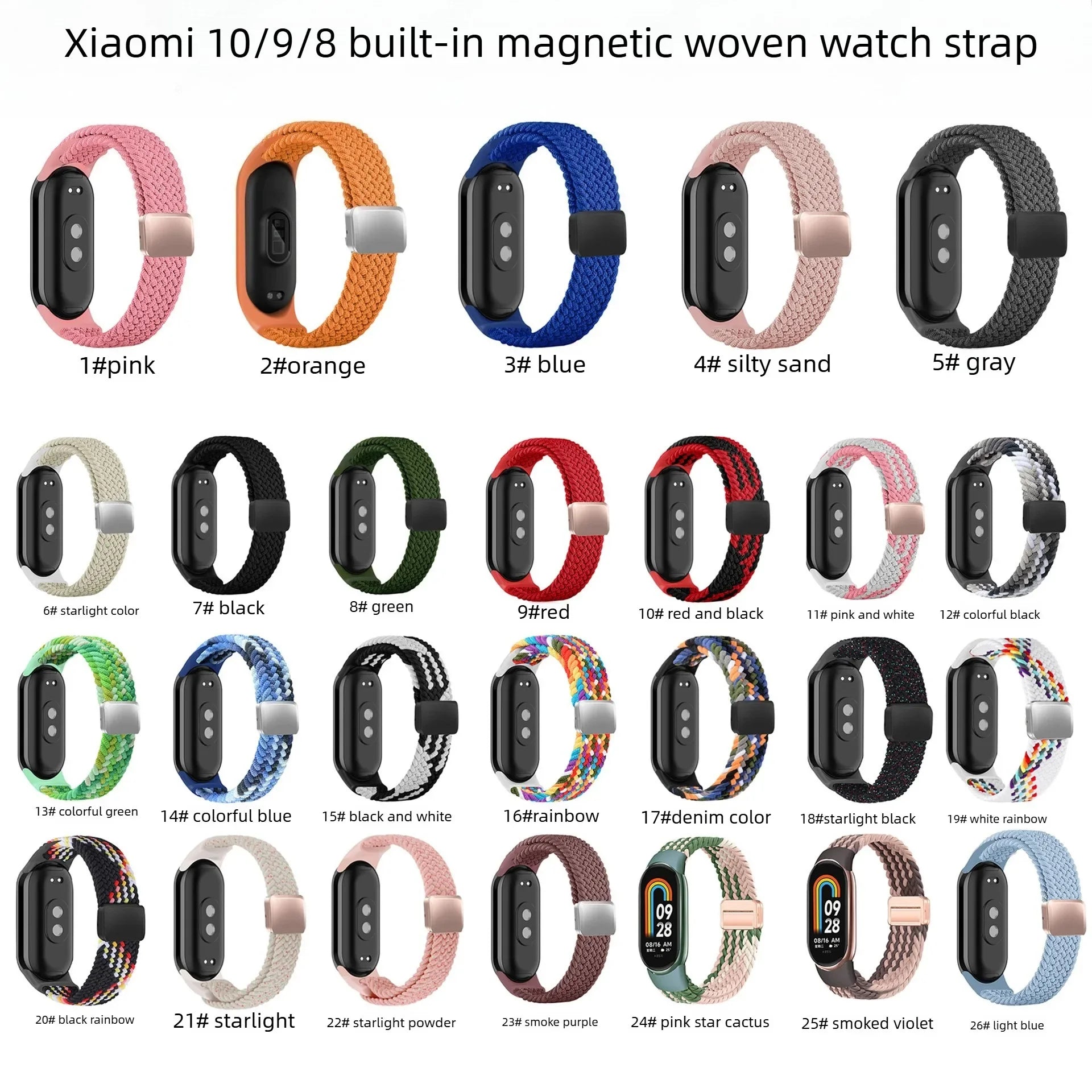 Breathable Elastic Nylon Braided Magnetic Watch Strap Adjustable Replacement Wristband For Xiaomi Watch 8 9 10 Accessory Qme