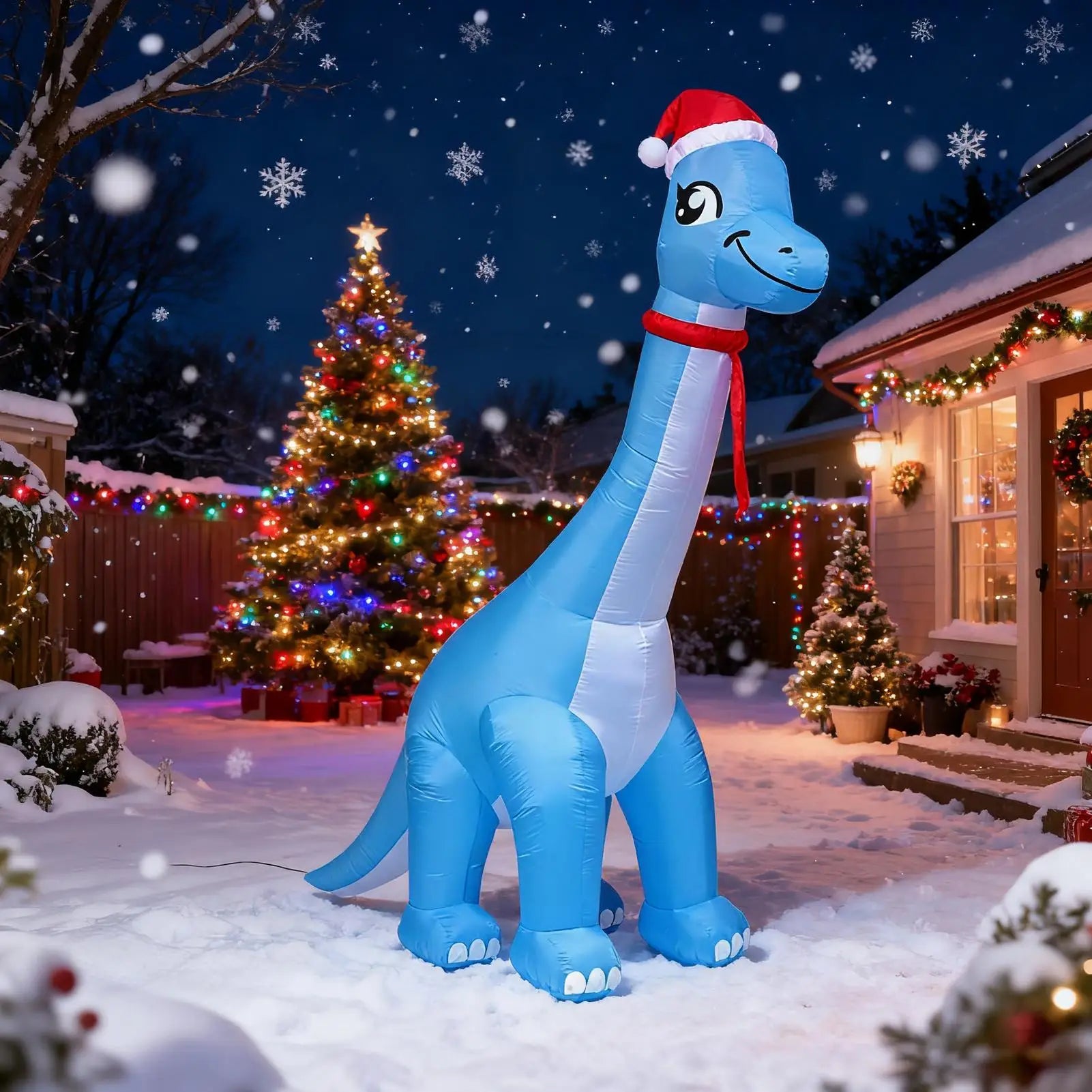 Christmas Blow Ups 11 8Ft LED Light Dinosaur Cute Outside Decorations Qme