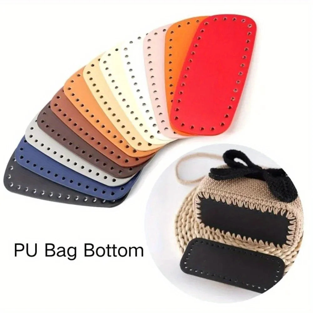DIY PU Leather Bag Bottoms - Oval/Rectangle Crochet Bag Base with Holes, Used for DIY Crochet Bag Shoulder Bag Wallet Making Qme