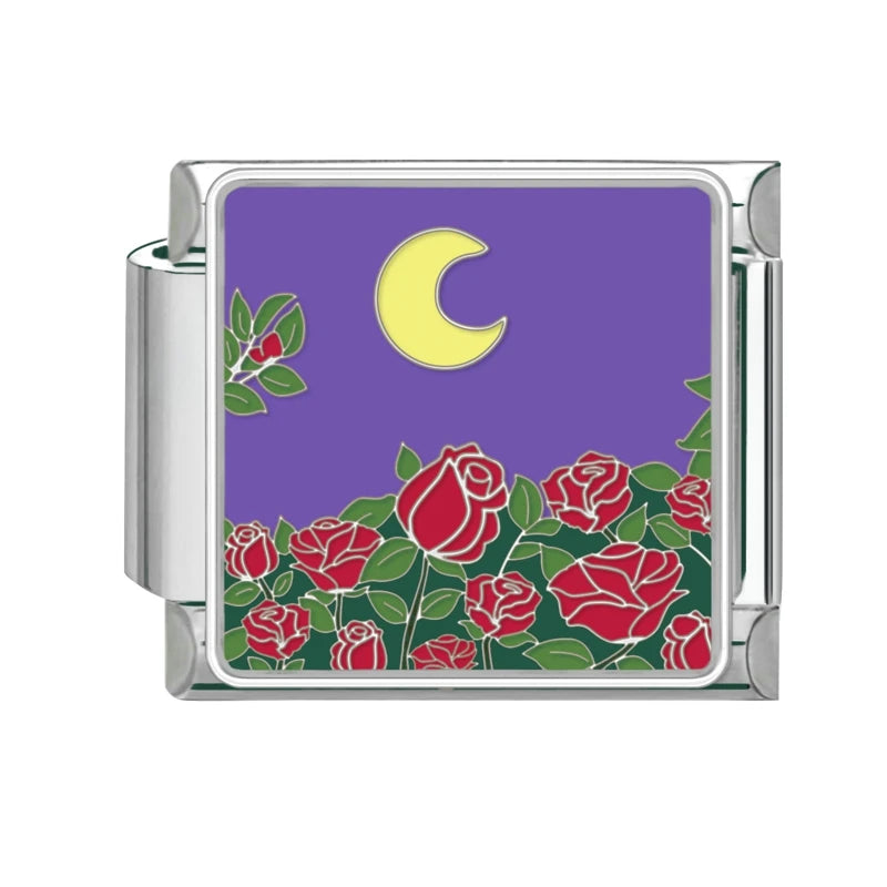 Drop Shipping 2026 Romantic Dreamy Moon Flower Sea Italian Charm Links Fit 9mm Stainless Steel Bracelets Wholesale Jewelry DIY Qme Style 18