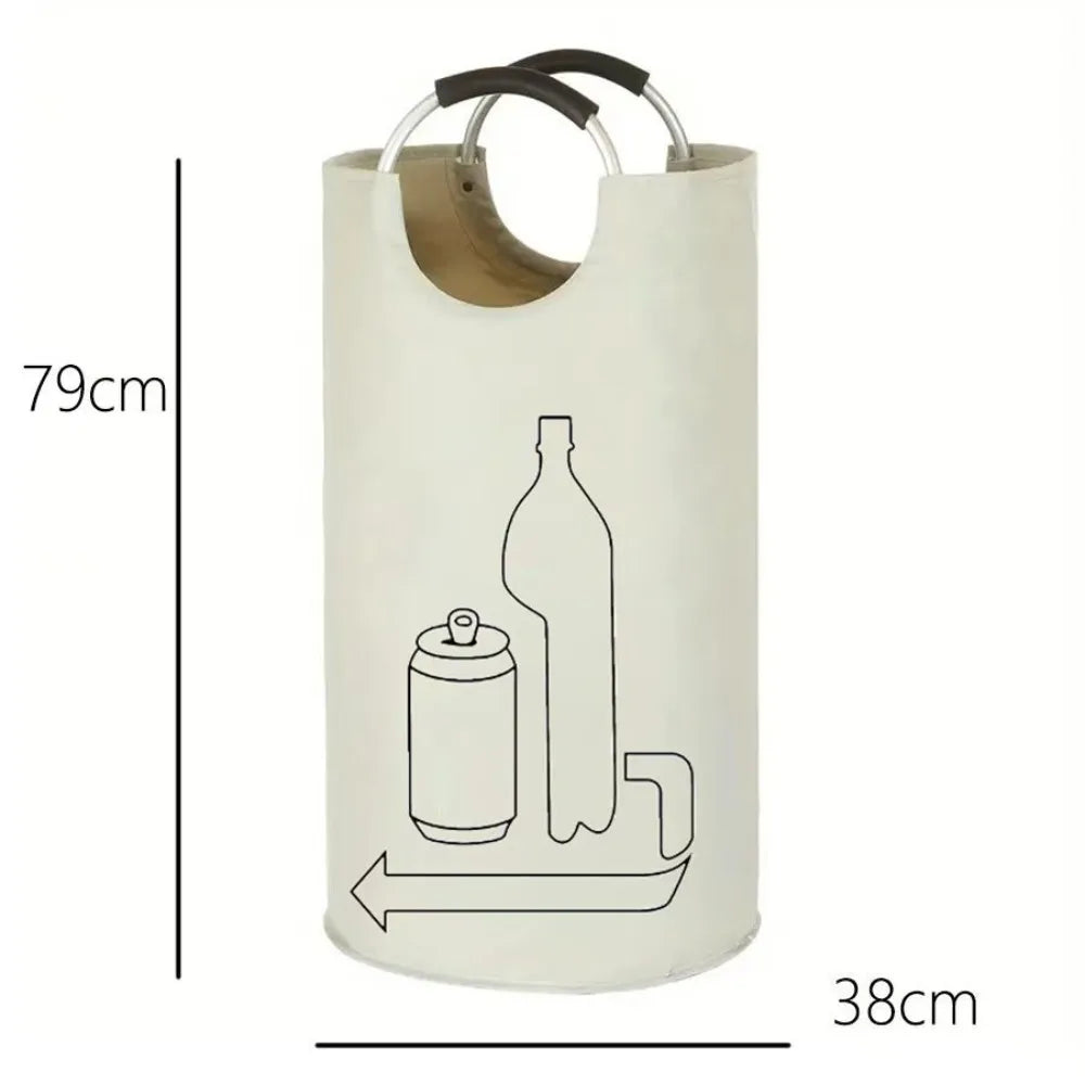 Large Bottle Recycling Bag Aluminum Handle Oxford Cloth Portable Qme Ivory